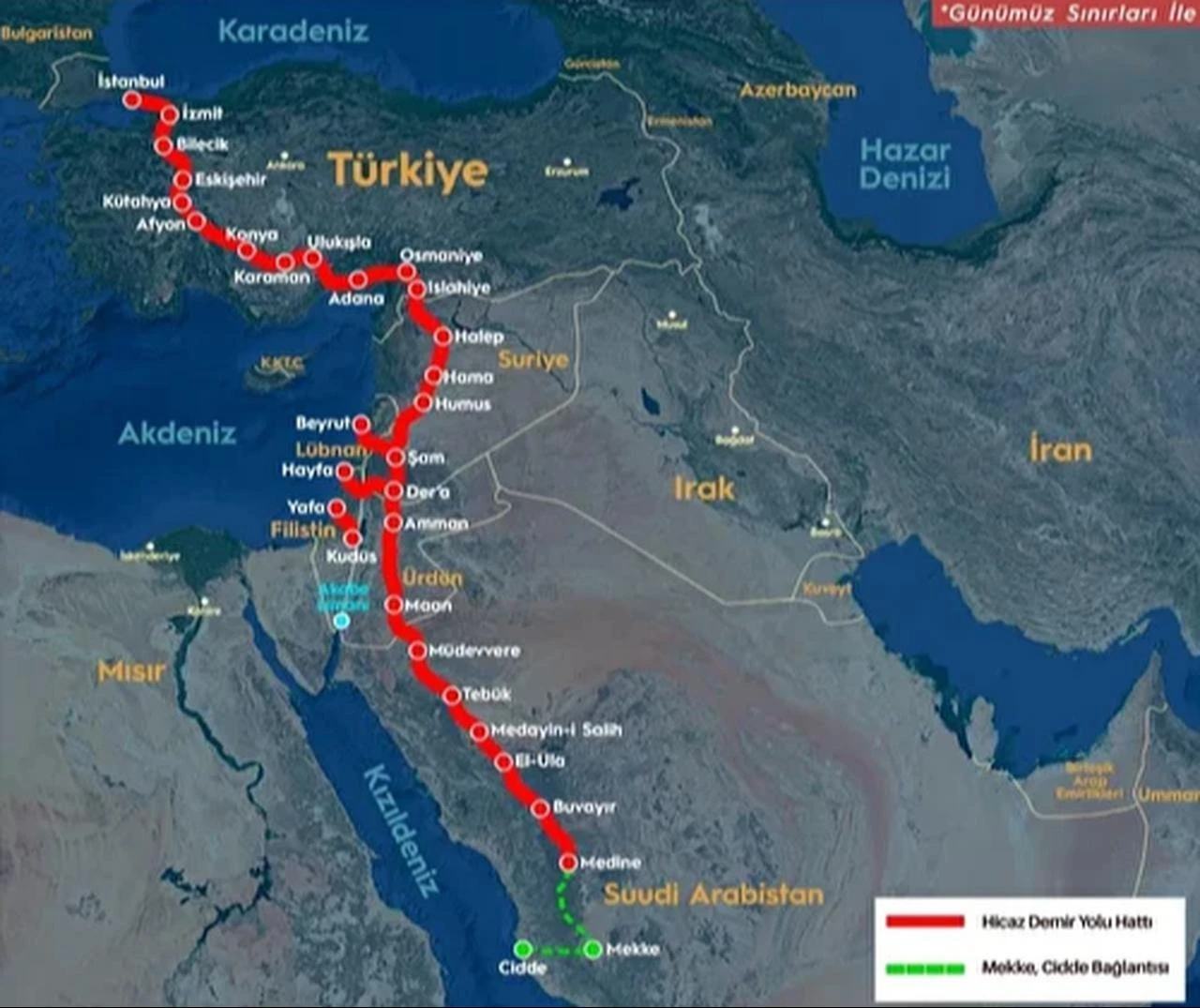 مسیر راه آهن تاریخی حجاز که استانبول را به مدینه وصل می کرد