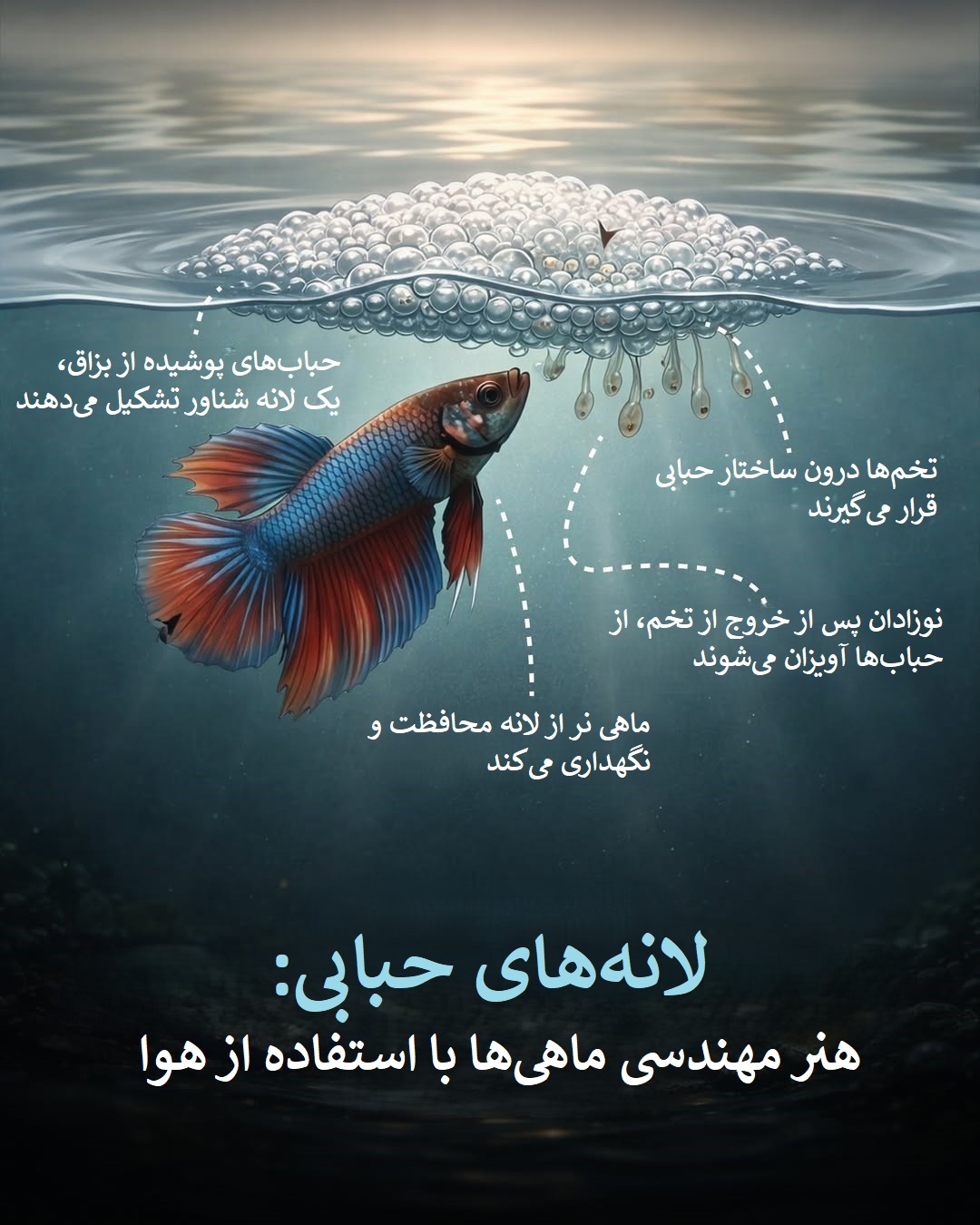 اینفوگرافیک ماهی هایی که با بزاق دهان برای فرزندانشان لانه می سازند