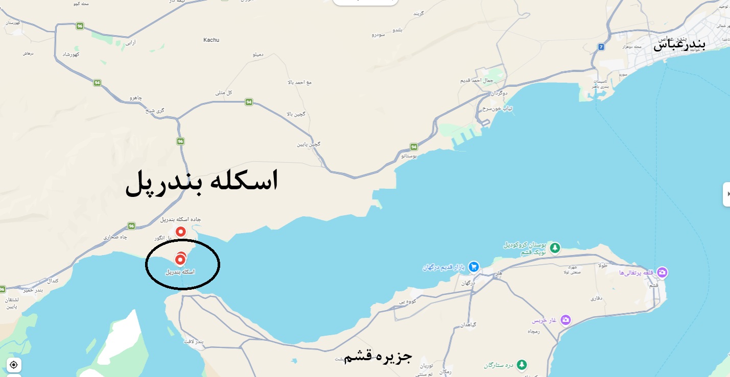 نقشه موقعیت بندر پل