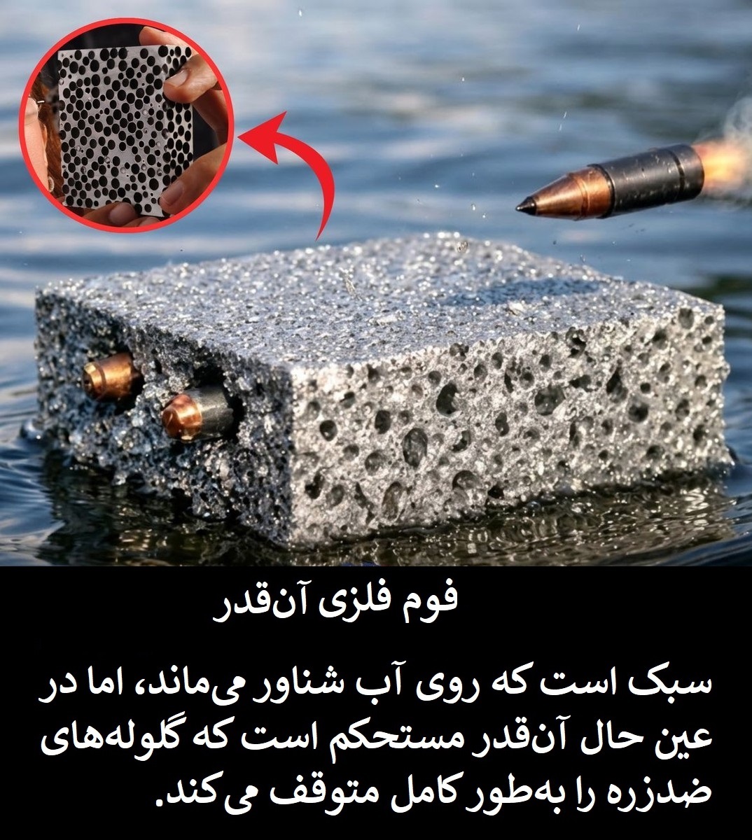 با فوم فلزی آشنا شوید؛ ماده ای فوق سبک و متخلخل که با جذب انرژی جنبشی، حتی گلوله های ضدزره را متوقف می کند.