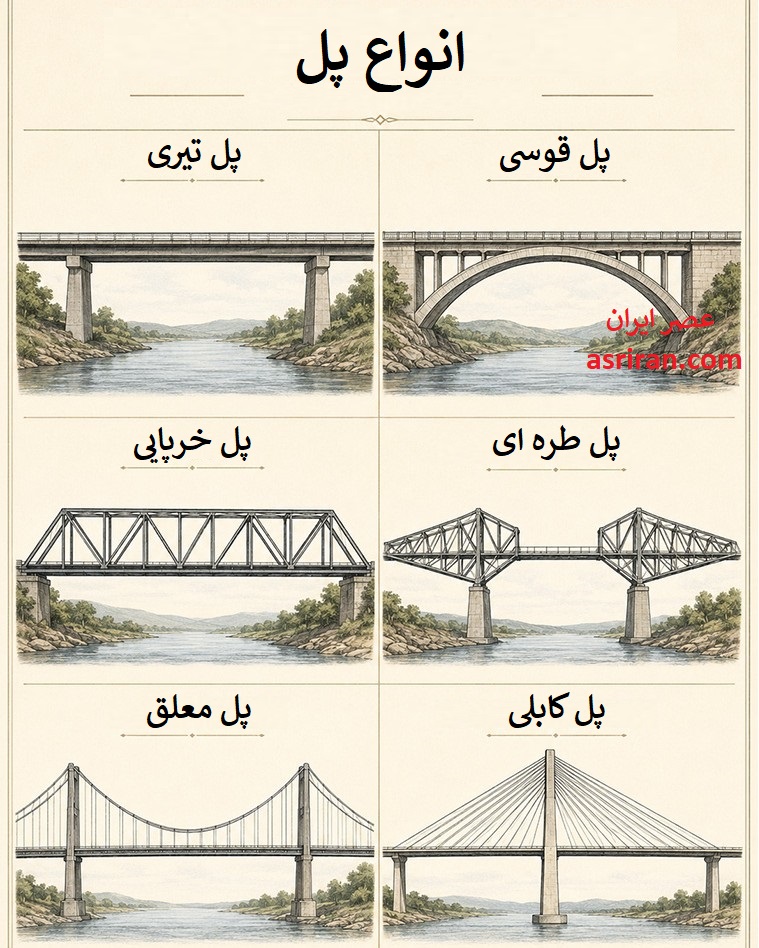 اینفوگرافیک انواع رایج پل