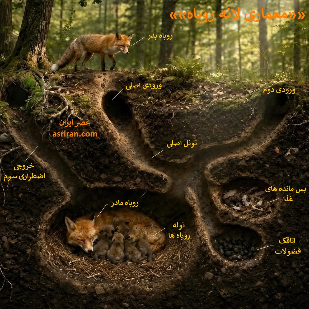 اینفوگرافیک معماری لانه روباه