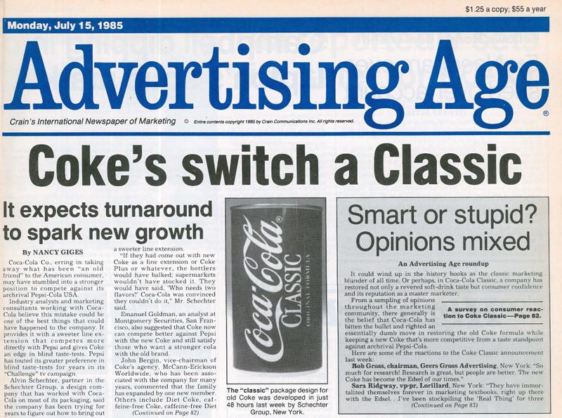 این محصول با نام Coca-Cola Classic عرضه شد