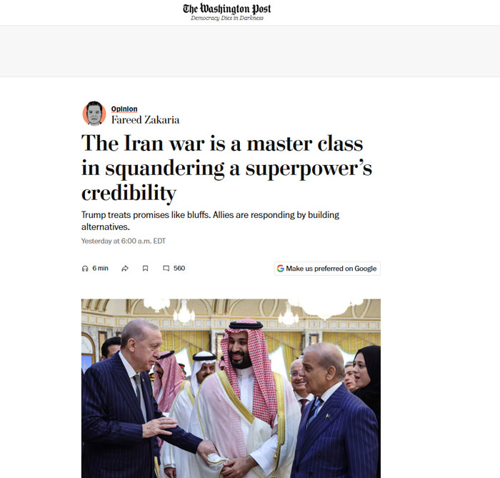 مقاله فرید زکریا در واشنگتن پست