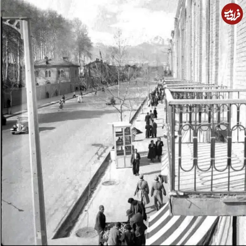 منظرۀ «خیابان فردوسی» از بالکن هتل پالاس؛ دهۀ 1320