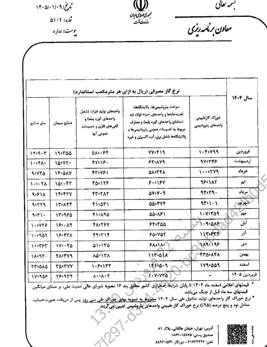 نرخ خوراک گاز پتروشیمی‌ها و سوخت صنایع