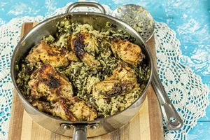 طرز تهیه اسفناج پلو با مرغ خوشمزه و لذیذ