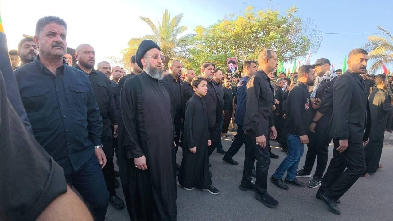 سید عمار حکیمدر مراسم تشییع رهبر شهید در نجف