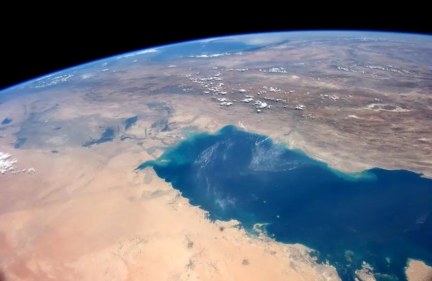 خلیج‌فارس که از ایستگاه فضایی بین‌المللی تصویربرداری شده است.