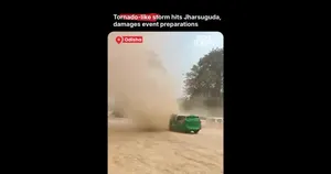 گردباد ناگهانی مراسم سیاسی را برهم زد