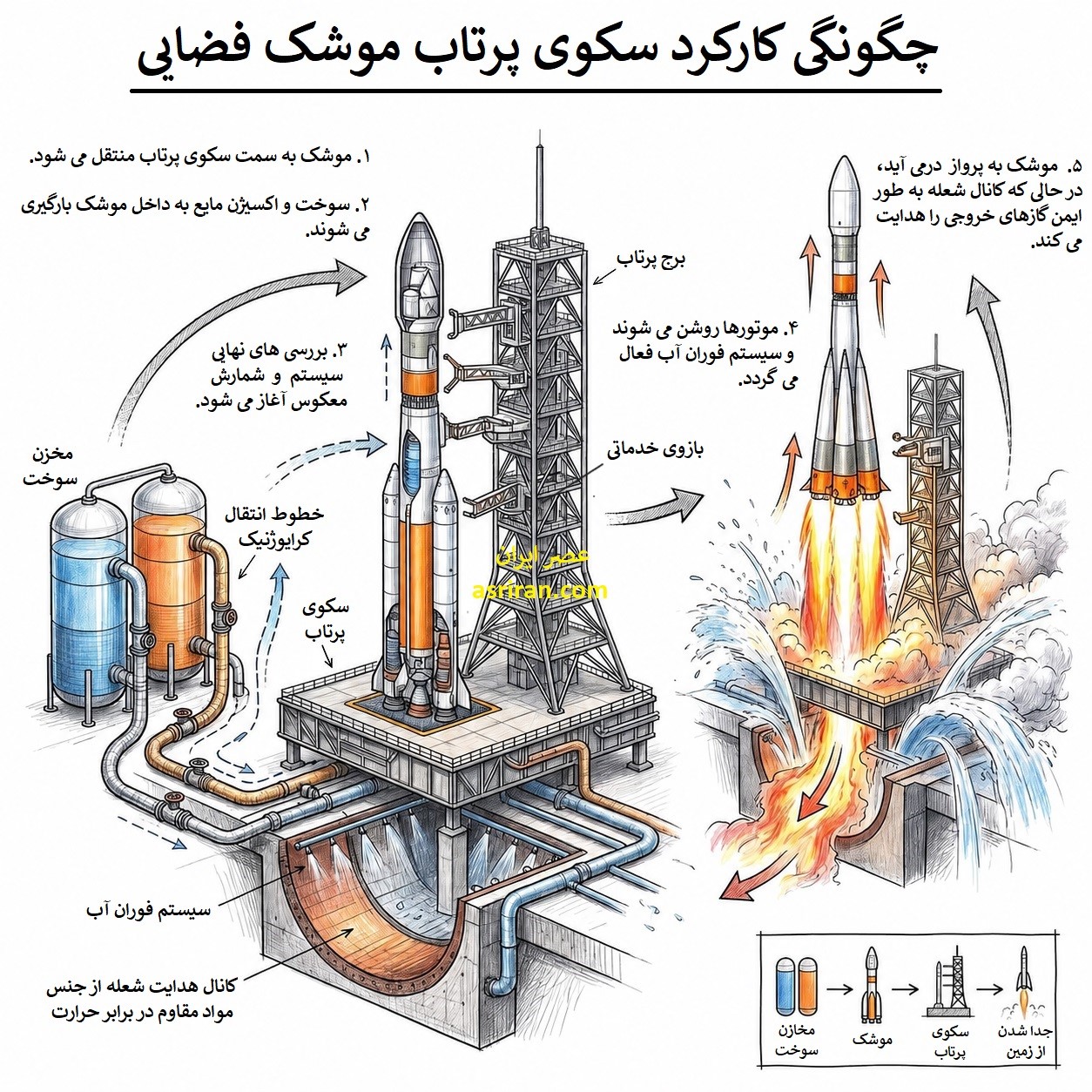 اینفوگرافیک سکوی پرتاب موشک چگونه کار می کند؟