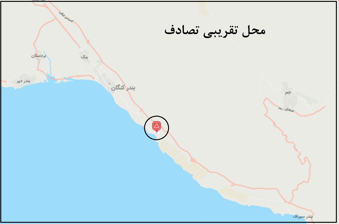 محل تقریبی تصادف