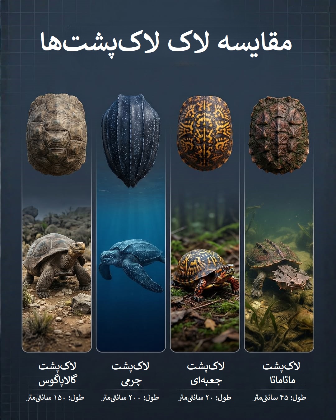 اینفوگرافیک مقایسه لاک 4 لاک پشت